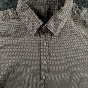 Canali Button Up Shirt Men Long Sleeve Cotton Size XL Floral Print Adult Woven